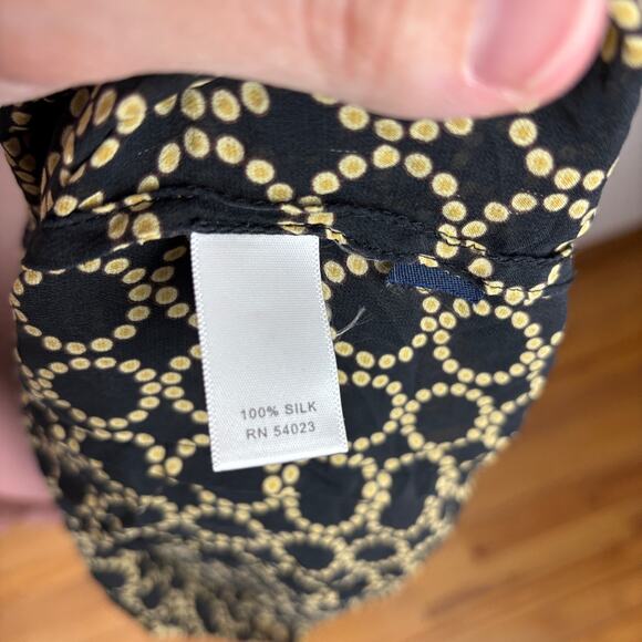Banana Republic Silk Button Blouse Small black gold preppy old money Y2K - Picture 11 of 12